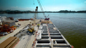 Evolução em timelapse de obra portuária. Timelapse/Jugular Filmes